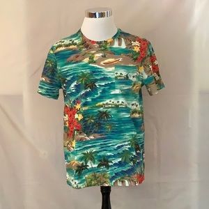 Polo Ralph Lauren Custom Slim Fit Tee Tropical Hawaiian Print Size L